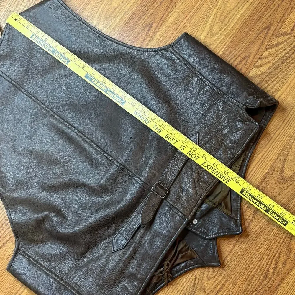 Vintage 1990s Banana Republic Leather Vest Brown Mens XL Western Biker USA